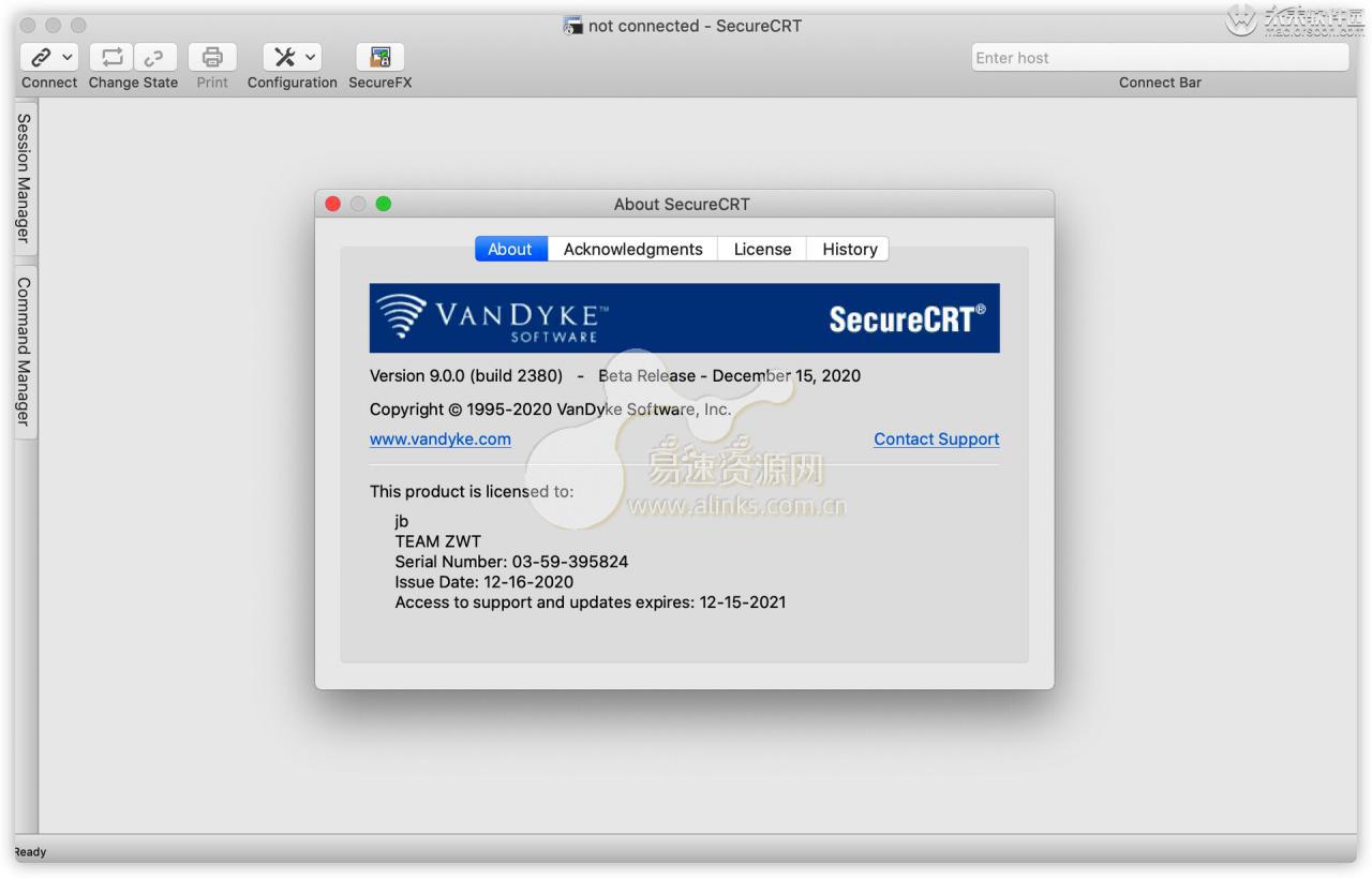 终端模拟器/SSH客户端 SecureCRT 9.0.0（支持big sur M1处理器mac）
